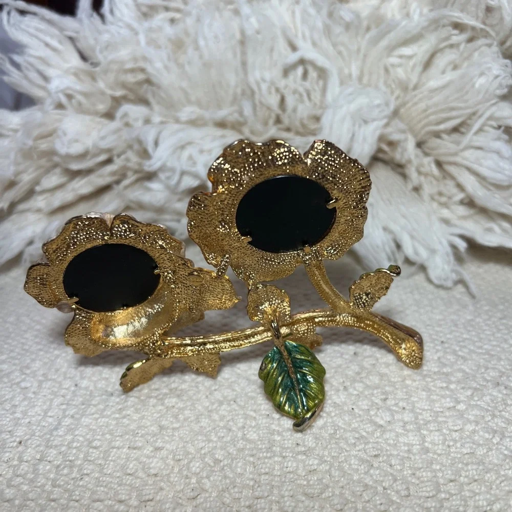 Rucinni‎ Ornate Double Rose Picture Frame Rhinestone Vintage Style Gold Tone